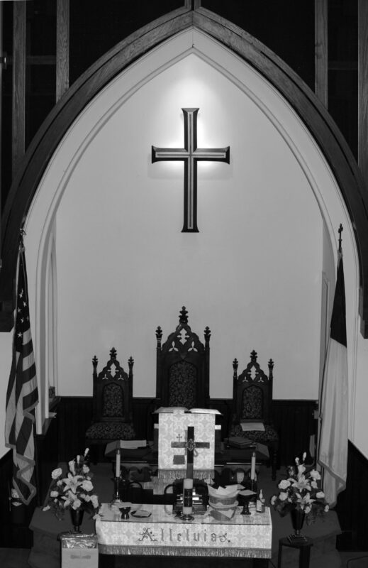 Grove sanctuary altar and cross