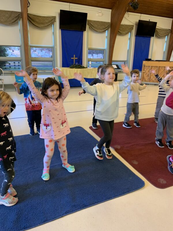 Preschool children dancing to music